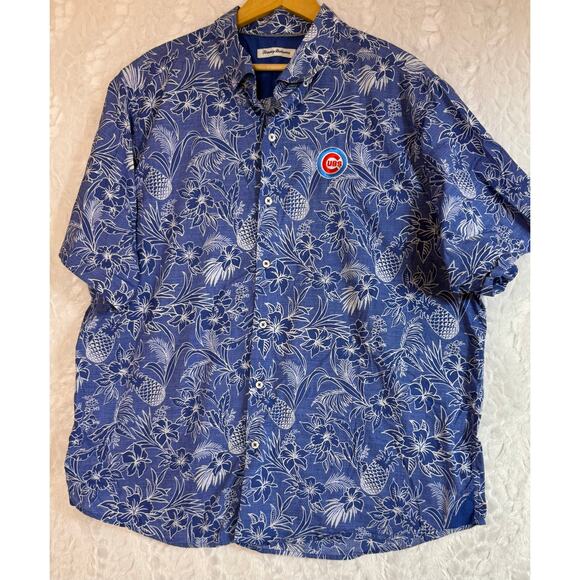 Cubs MLB x Tommy Bahama Lot of 2 Blue Tropical Baseball Button Down Shirts XXL - Picture 3 of 16